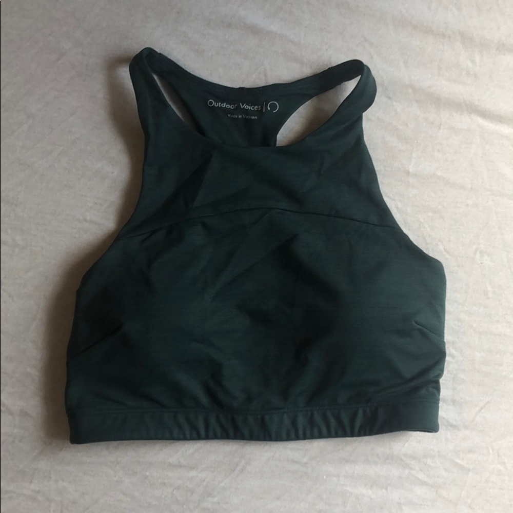 Outdoor Voices TechSweat Crop Top in Evergreen